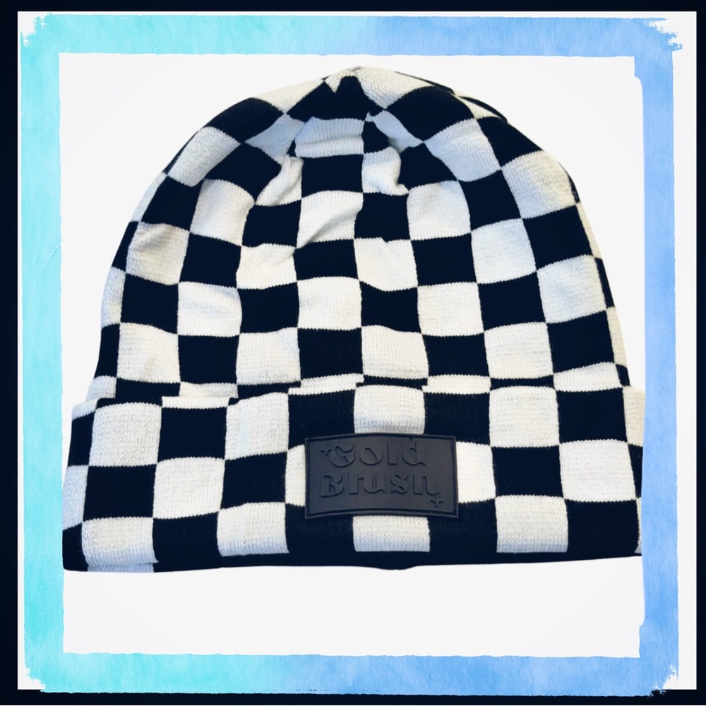 Gold Blush Black & White Checkered Brand New